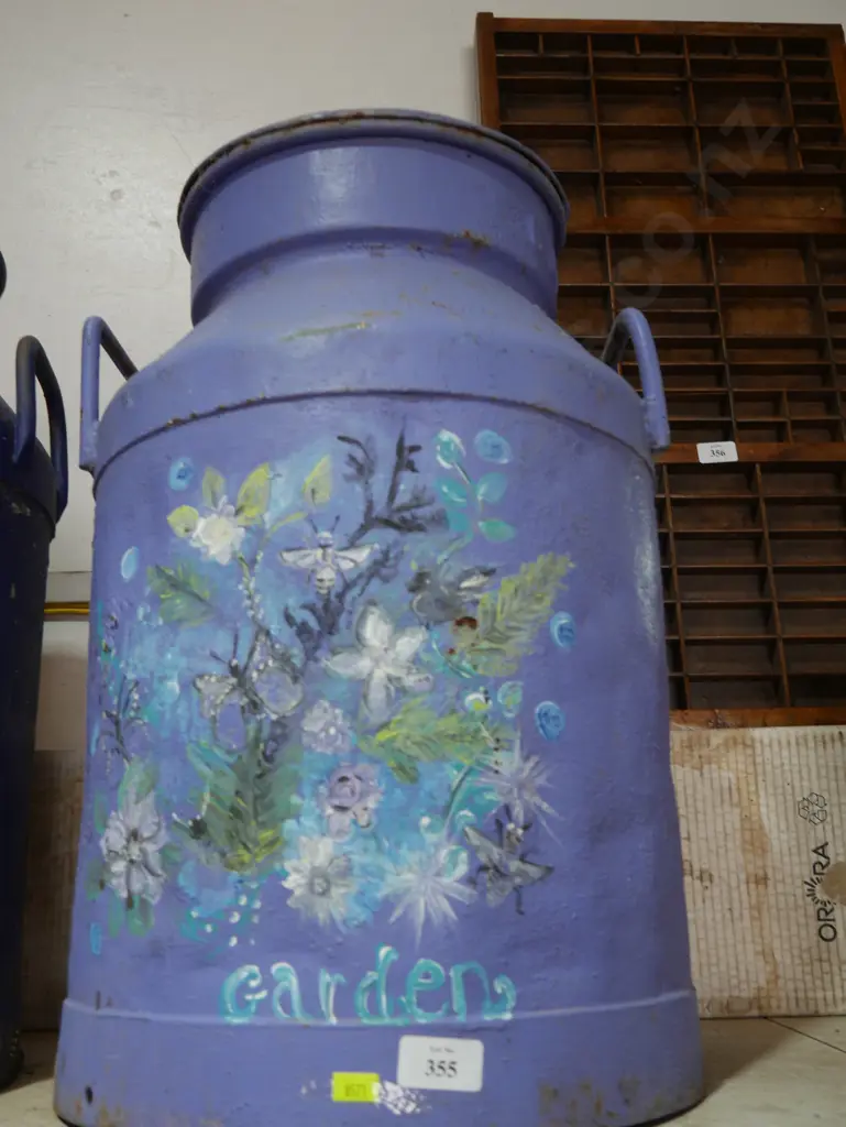 Blue painted milk can Image 1++