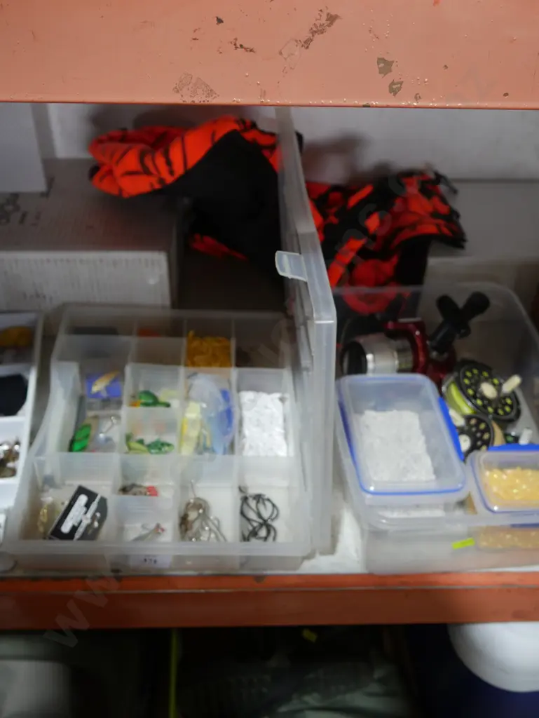 Two boxes of a assorted fishing gear and backpack Image 1++