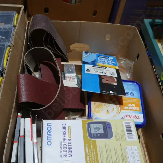 Sanding belts, blood pressure monitor etc