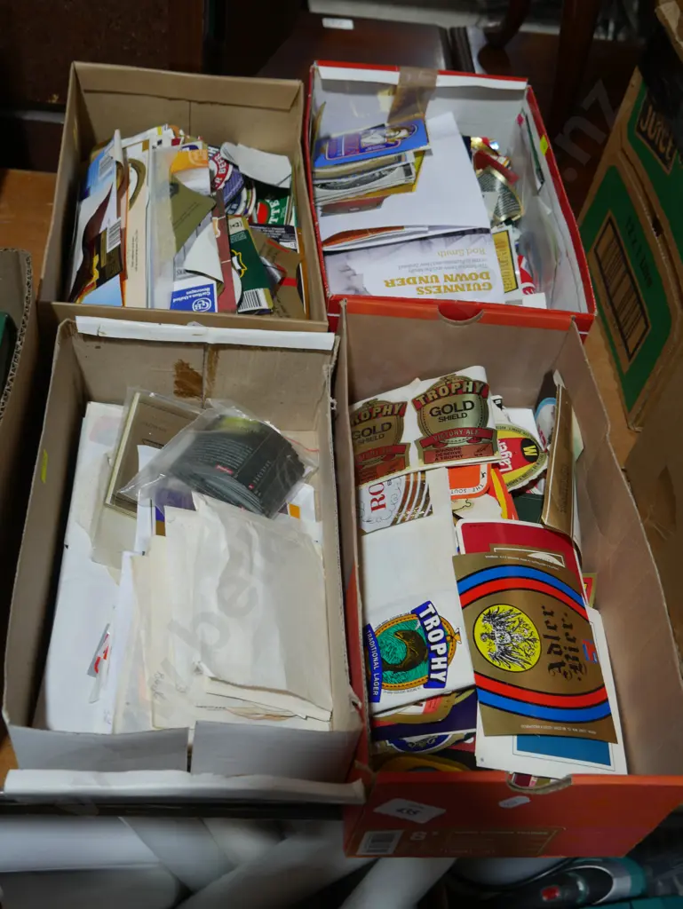 4 boxes of beer labels Image 1++
