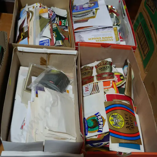 4 boxes of beer labels