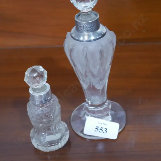 2 Stirling silver topped and crystal scent bottles