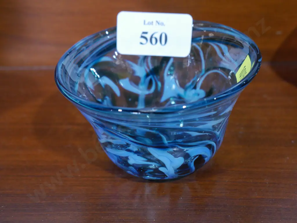 Signed blue glass dish Image 1++