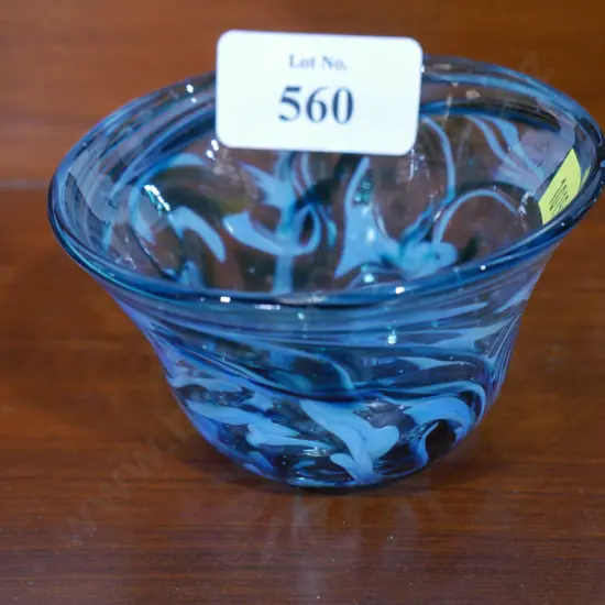 Signed blue glass dish