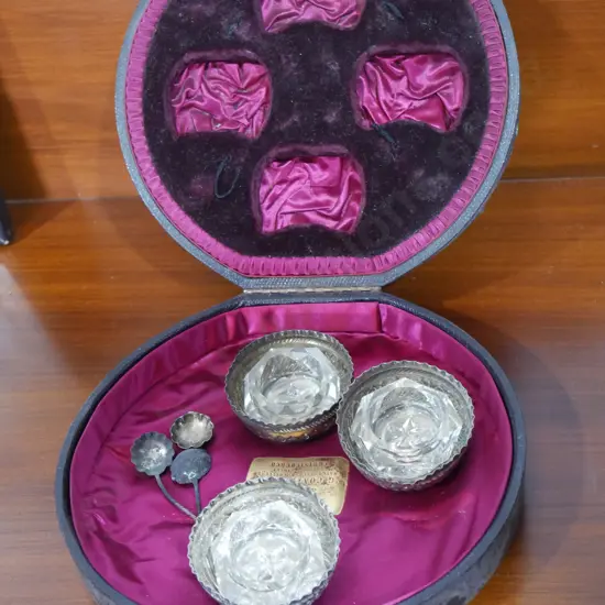 Stirling silver and crystal salt dishes