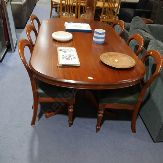 Dining table and six balloon back chairs