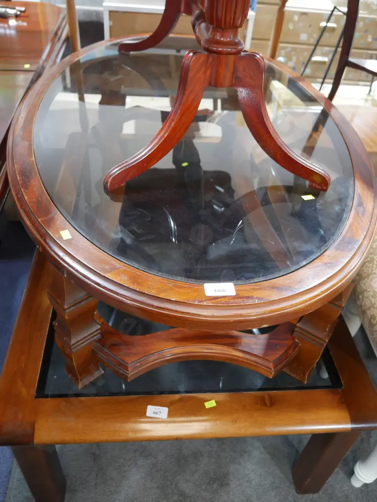 Glass top coffee table oval Image 1++