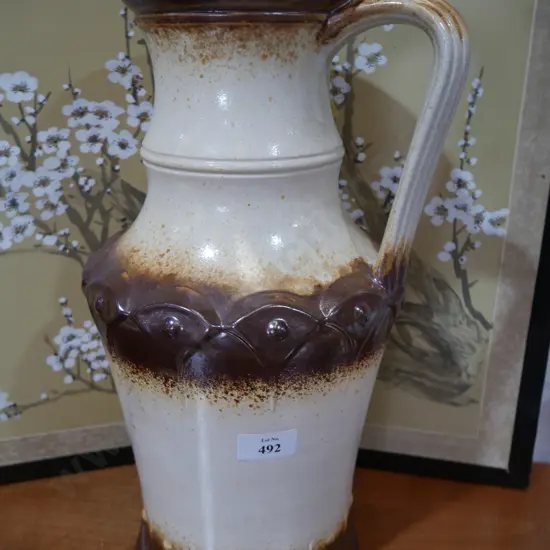 Large German pottery handled vase