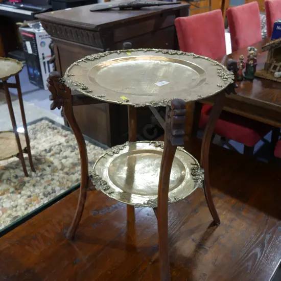 Oriental brass two tier stand