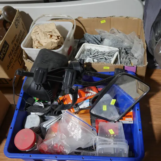 2 boxes screw, nails, mirrors etc