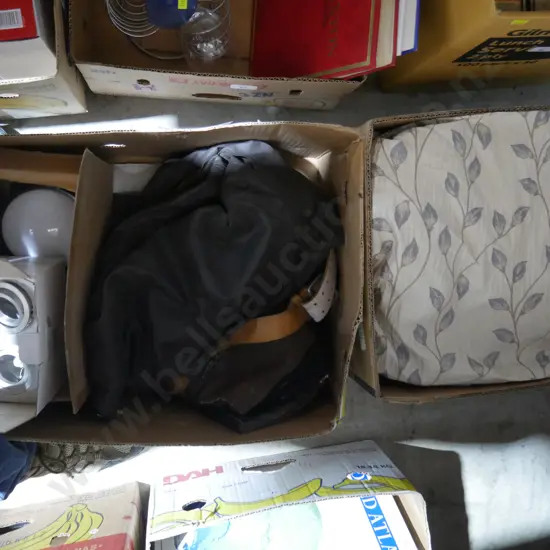 Two boxes jacket fabric etc