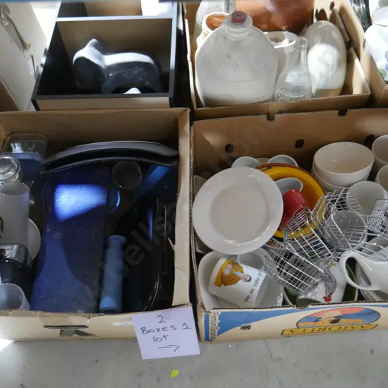 2 boxes tableware etc