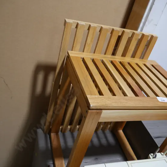 Wooden bath mat and shelf