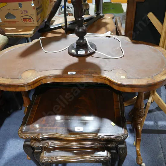 Victorian leather top occasional table