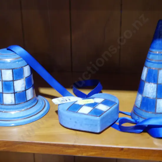 Blue checkered decorative items