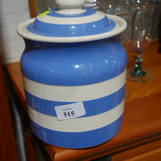 Cornishware lidded storage jar