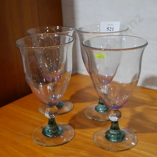 Set of 4 Hoglund art glass goblets