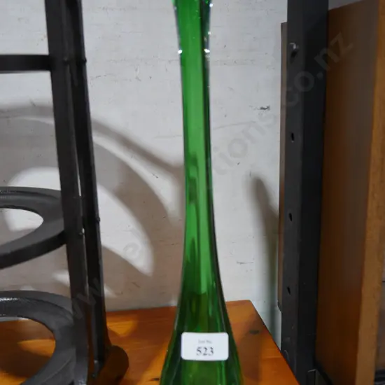Green art glass vase