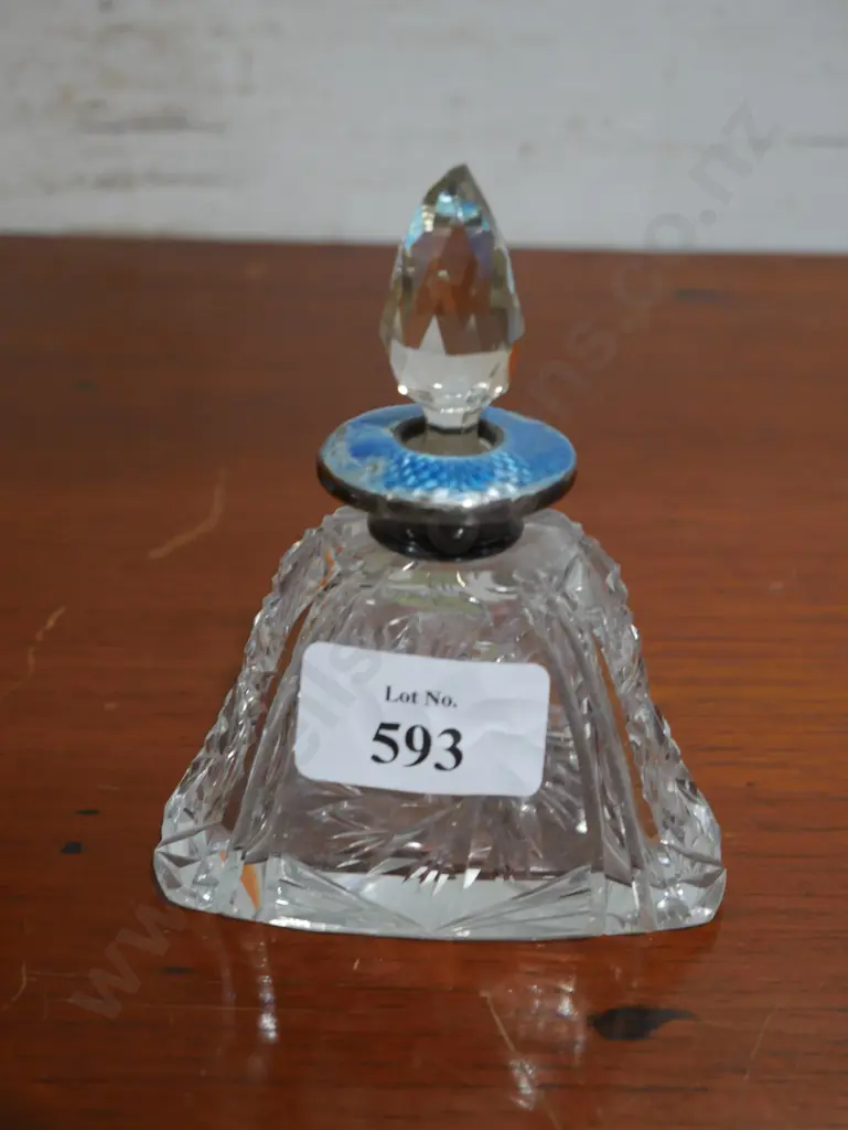 Crystal stoppard bottle Sterling Silver Top Image 1++