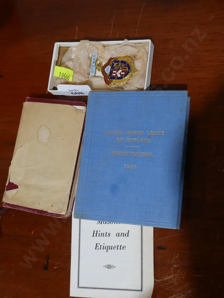 2 lodge books, medal etc Image 1++
