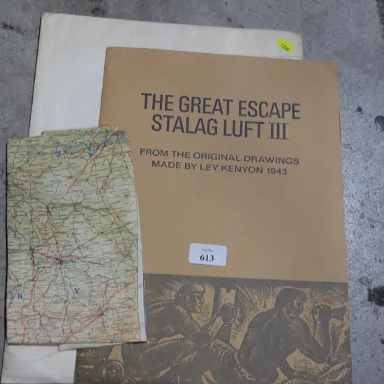 The great escape stalag luft III drawings and silk map of Europe