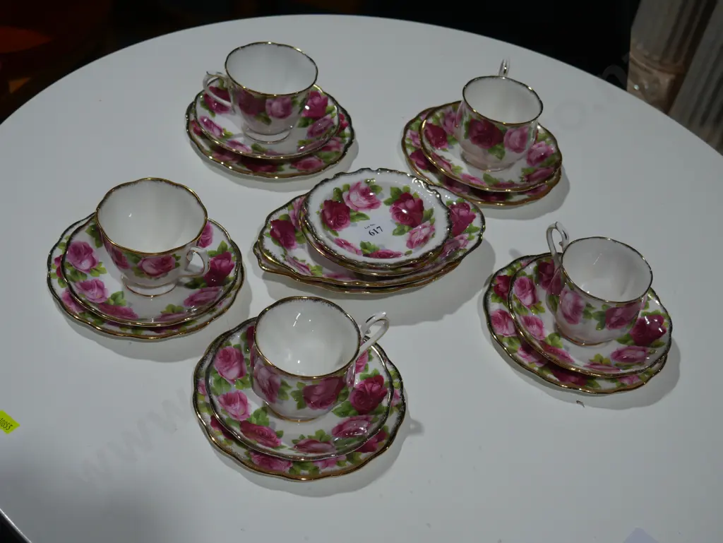 Old English rose trios and plates Image 1++