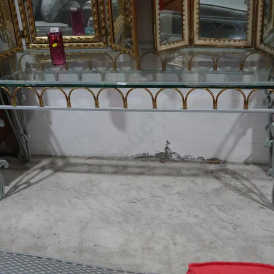 Wrought iron and glass table