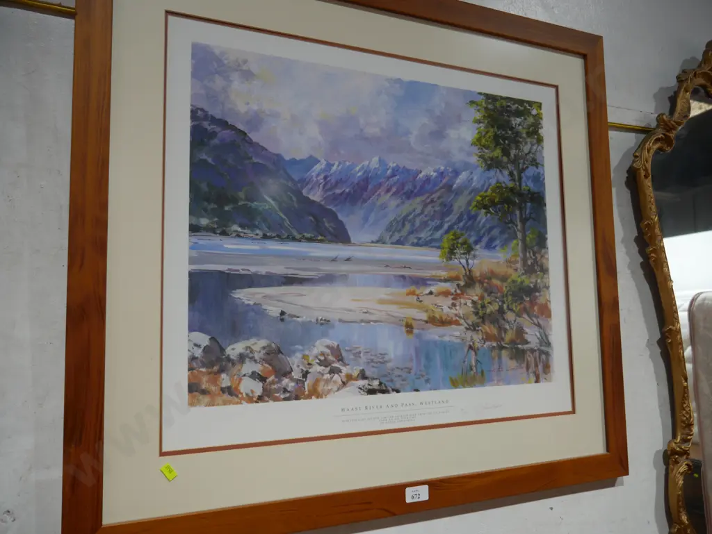 Framed Haast river and pass, Westland print Image 1++