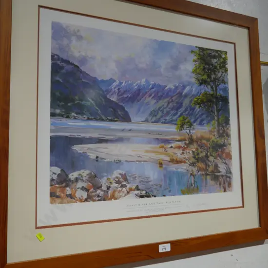 Framed Haast river and pass, Westland print