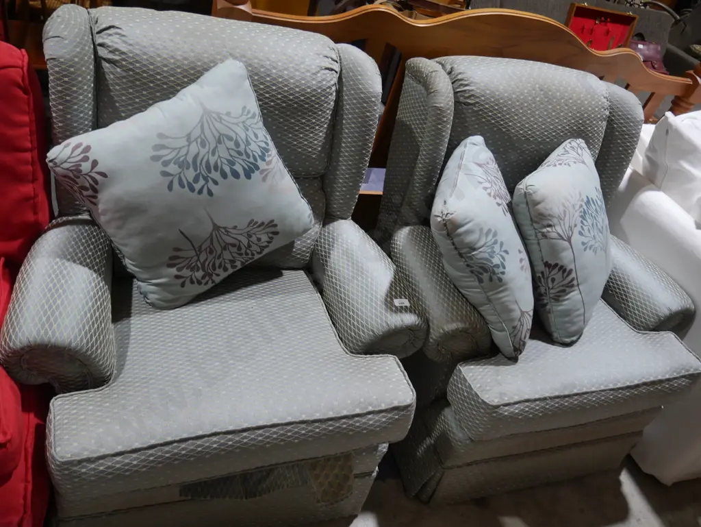 Pair of wing back armchairs Image 1++