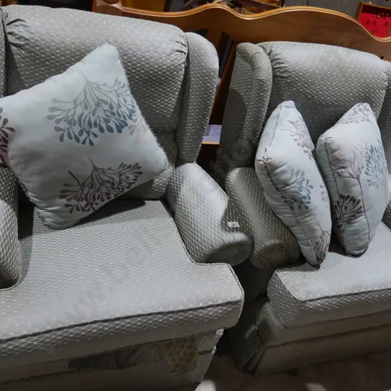 Pair of wing back armchairs