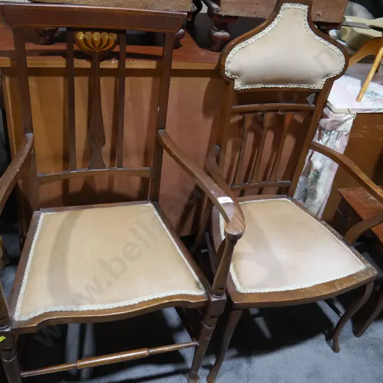2 Edwardian hall chairs