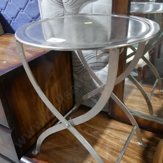 Folding metal side table