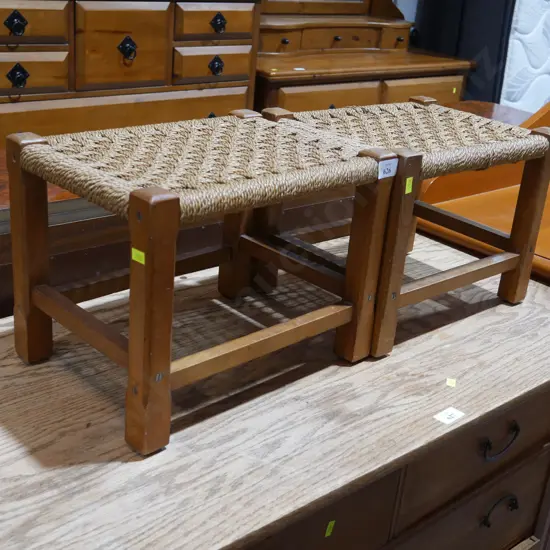 2 seagrass top stools