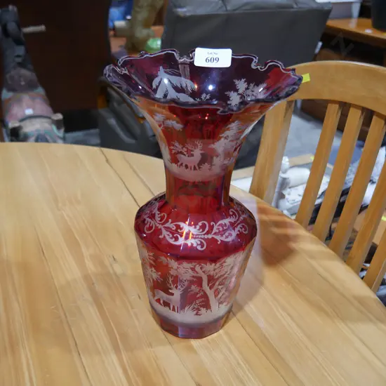 Red glass vase