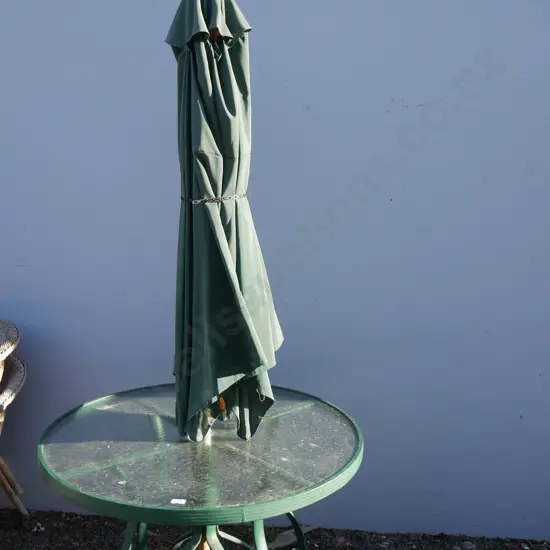 Outdoor table and umbrella
