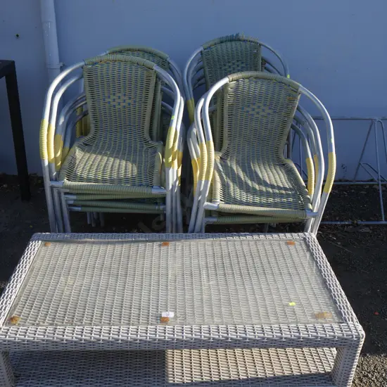 Aluminium chairs, coffee table