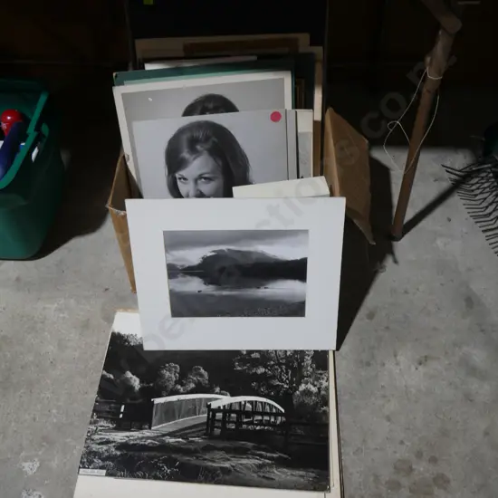 Box of assorted artworks