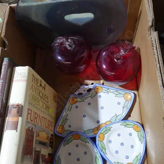 Glassware, antiques books