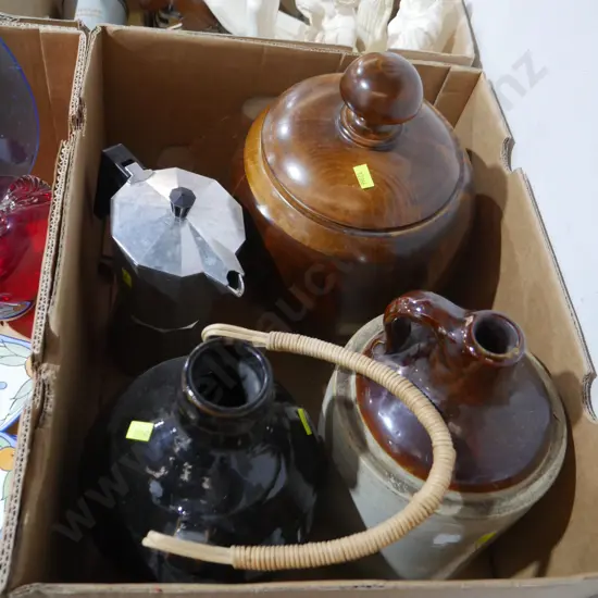 Pottery bottles, moka pot etc