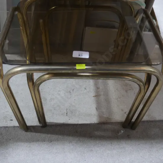 2 glass top side tables