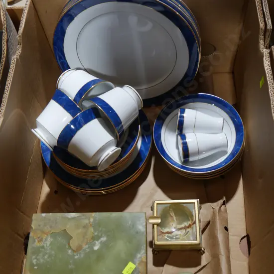 Noritake dinner set, onyx jewellery box etc