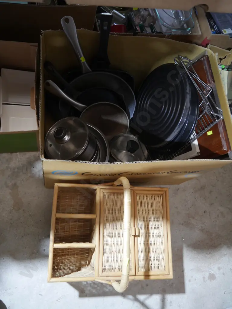 3 boxes of white dinnerware, kitchenware etc Image 1++