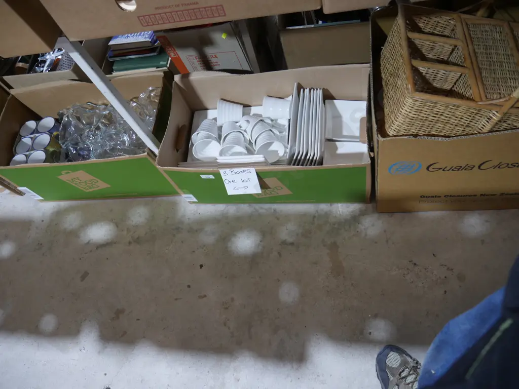 3 boxes of white dinnerware, kitchenware etc Image 1++