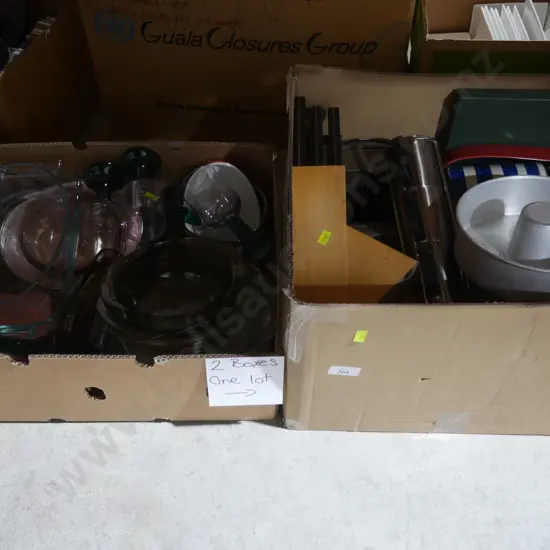Two boxes of kitchenware