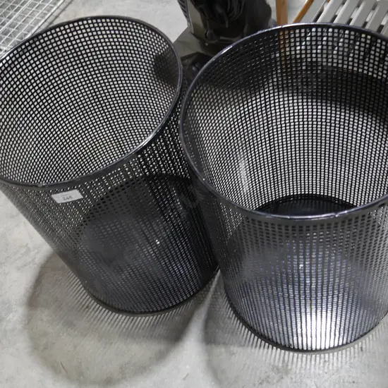 Two metal bins