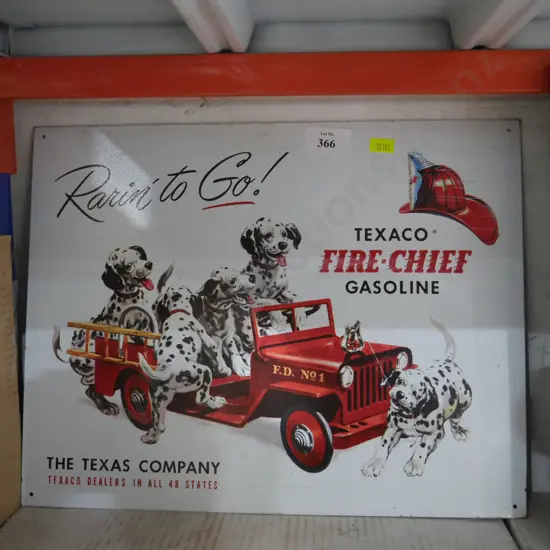 Texaco dalmatians and fire truck sign