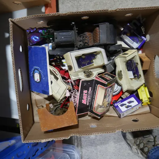 Box of model cars