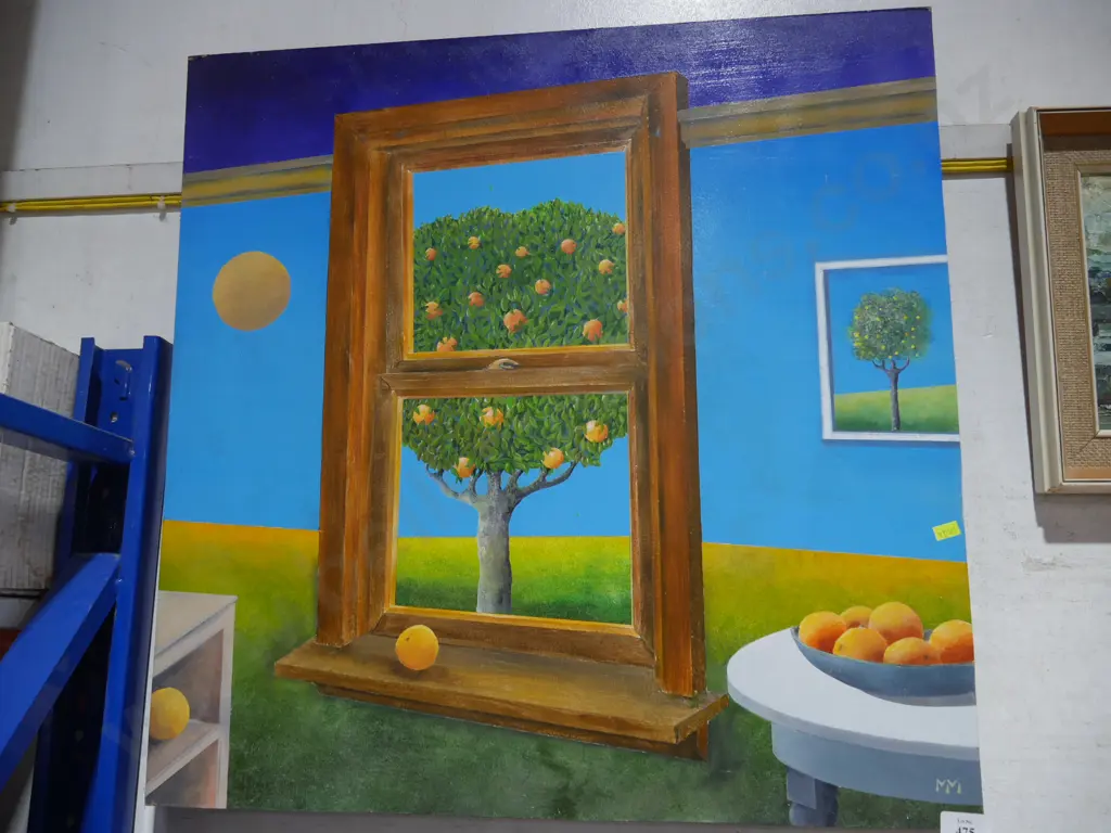 Orange tree artwork signed M.M Image 1++
