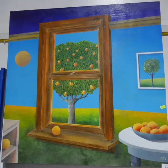 Orange tree artwork signed M.M